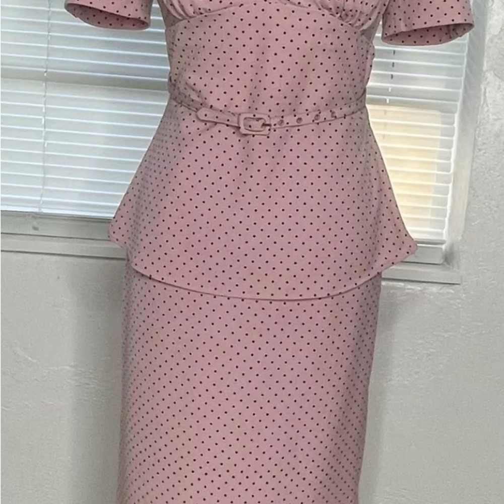 Stop Staring Pink Polka Dot Women's Pencil Skirt, Top and belt